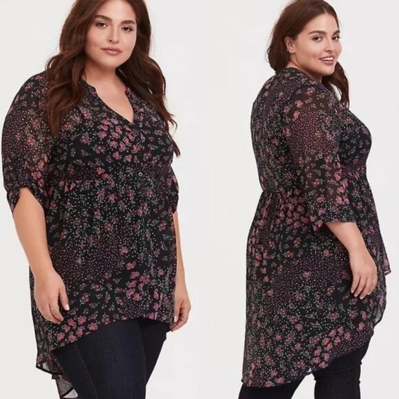 Torrid Black Floral Lexie Top - Picture 1 of 12